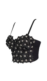BLACK FLOWER CRYSTAL TOP styleofcb 