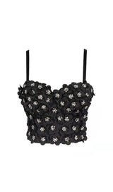 BLACK FLOWER CRYSTAL TOP styleofcb 34B/75 BLACK 