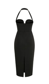BLACK HALTER MIDI DRESS Dresses styleofcb 