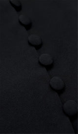 BLACK HOLLOW DRAPED TUXEDO DRESS ohmogo 