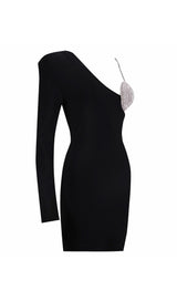 BLACK ONE SHOULDER CRYSTAL MINI DRESS Dresses styleofcb 