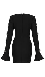 BLACK PLUNGE CRYSTAL BOW BANDAGE MINI DRESS Dresses styleofcb 