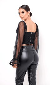 BLACK POLKA DOT WRAP CHEST CROP TOP styleofcb 