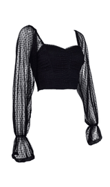 BLACK POLKA DOT WRAP CHEST CROP TOP styleofcb 