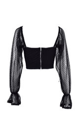 BLACK POLKA DOT WRAP CHEST CROP TOP styleofcb 