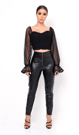 BLACK POLKA DOT WRAP CHEST CROP TOP styleofcb 