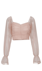 BLACK POLKA DOT WRAP CHEST CROP TOP styleofcb PINK S 