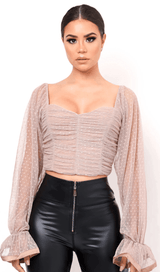 BLACK POLKA DOT WRAP CHEST CROP TOP styleofcb 