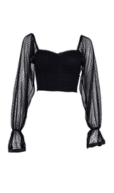 BLACK POLKA DOT WRAP CHEST CROP TOP styleofcb BLACK S 
