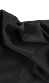 BLACK SATIN RUFFLE STRAPLESS DRESS ohmogo 