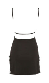 BLACK SLING SHOULDER SLIT DRESS styleofcb 