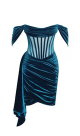 BLUE VELVET CORSET MINI DRESS styleofcb XS BLUE 