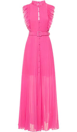 BOTTON PLEATED MAXI DRESS IN RED DRESS STYLE OF CB 