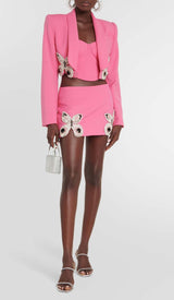 BOW EMBELLISHED CRYSTA TWO PIECE SET DRESS STYLE OF CB 