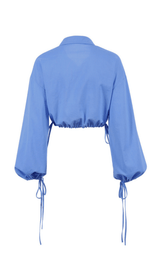 BRAWSTRING WAIST SHORT SHIRT IN BLUE styleofcb 