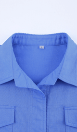 BRAWSTRING WAIST SHORT SHIRT IN BLUE styleofcb 