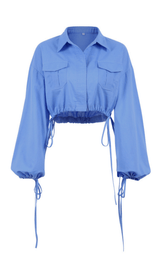 BRAWSTRING WAIST SHORT SHIRT IN BLUE styleofcb 