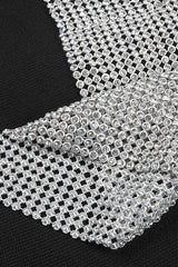 BLACK HALTER BANDAGE CORSETED DRESS WITH CRYSTAL CHAINMAIL Sequins Dress styleofcb 