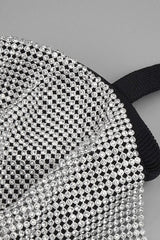 BLACK HALTER BANDAGE CORSETED DRESS WITH CRYSTAL CHAINMAIL Sequins Dress styleofcb 