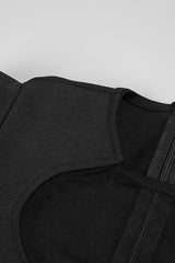 BLACK MESH CORSET DETAIL BANDAGE LONG DRESS MAXI BANDAGE DRESSES & GOWNS styleofcb 