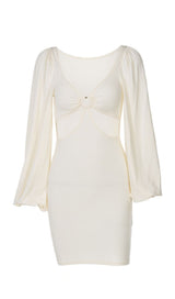 CAGE SLEEVE HOLLOW MINI DRESS IN GREEN styleofcb WHITE XS 