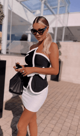 CONTRAST ASYMMETRIC TWO-PIECE SUIT Dresses styleofcb 