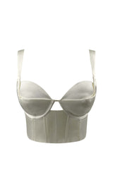 CORSET BACKLESS CROPPED TOP DRESS STYLE OF CB S WHITE 