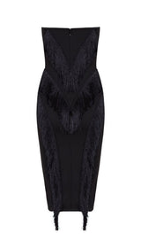 CROPPED BLACK LOW NECKLINE DRESS