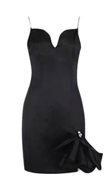 CRYSTAL BOW MINI DRESS IN BLACK styleofcb S BLACK 