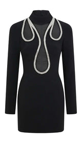 CRYSTAL-EMBELLISHED FLAME MINI DRESS IN BLACK DRESS STYLE OF CB 