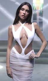 CUT OUT MESH MIDI DRESS IN BLACK Dresses styleofcb 