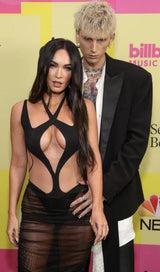 CUT OUT MESH MIDI DRESS IN BLACK Dresses styleofcb 