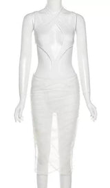 CUT OUT MESH MIDI DRESS IN BLACK Dresses styleofcb XS WHITE 