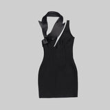 CUT OUT ASYMMETRIC MINI DRESS IN BLACK DRESS styleofcb 