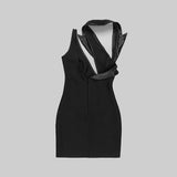 CUT OUT ASYMMETRIC MINI DRESS IN BLACK DRESS styleofcb 