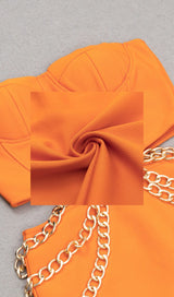 CUT OUT CORSET MIDI DRESS IN ORANGE DRESS STYLE OF CB 