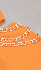 CUT OUT CORSET MIDI DRESS IN ORANGE DRESS STYLE OF CB 