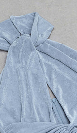 CUTOUT HALTER MIDI DRESS IN MISTY SKY DRESS STYLE OF CB 