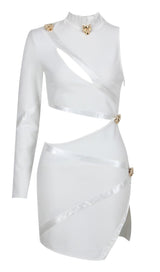 CUT OUT THIGH SLIT MINI DRESS IN WHITE DRESS styleofcb 