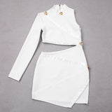 CUT OUT THIGH SLIT MINI DRESS IN WHITE DRESS styleofcb 