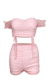 Card shoulder net yarn suit. ohmogo PINK S 