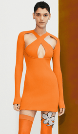 Collar hollow open back knitted dress styleofcb 