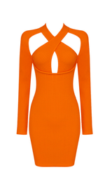 Collar hollow open back knitted dress styleofcb ORANGE XS 