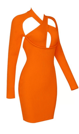 Collar hollow open back knitted dress styleofcb 