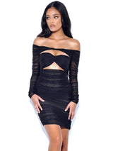 Tierra Black Mesh Off Shoulder Cutout Dress Dresses Oh CiCi 