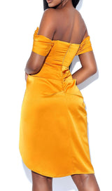 Dreya Gold Off Shoulder Satin Corset Dress Dresses Oh CiCi 