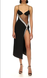 MESH BANDAGE SLIPT MIDI DRESS IN BLACK Dresses styleofcb 