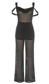 DIAMANTE MESH JUMPSUIT - BLACK DRESS STYLE OF CB 