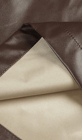 DRAPED LEATHER PU MIDI DRESS IN BROWN Dresses styleofcb 