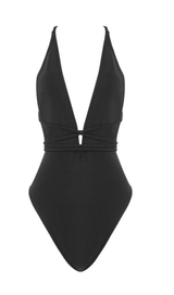 Deep V-neck briefs top styleofcb BLACK XS 